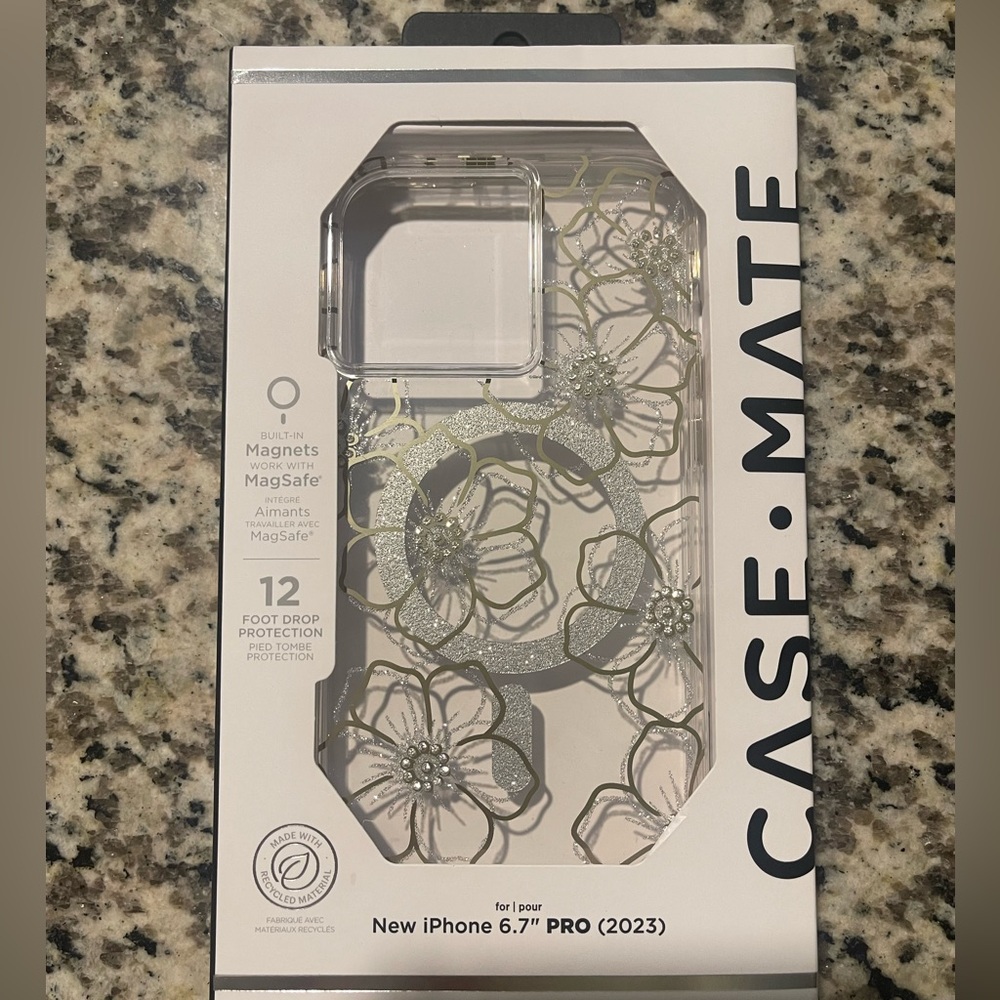 Case-Mate Silver Floral iPhone 6.7" Pro Case